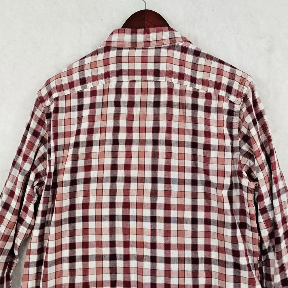 Banana‎ Republic Standard Fit Button Down Shirt Mens Plaid Checked Red White M